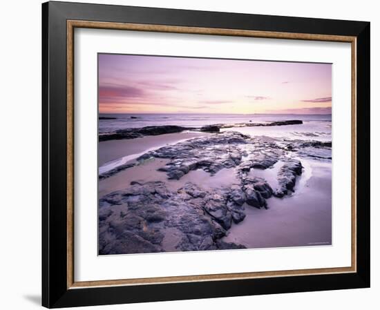 Sunrise Over North Sea from Bamburgh Beach, Bamburgh, Northumberland, England, United Kingdom-Lee Frost-Framed Photographic Print