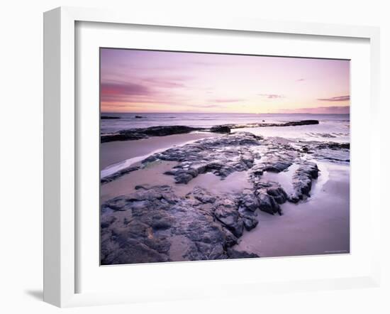 Sunrise Over North Sea from Bamburgh Beach, Bamburgh, Northumberland, England, United Kingdom-Lee Frost-Framed Photographic Print