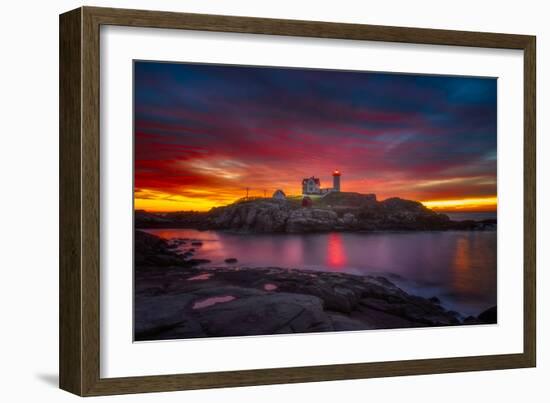 Sunrise over Nubble Light-Darren White Photography-Framed Photographic Print