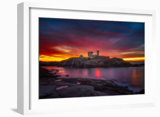 Sunrise over Nubble Light-Darren White Photography-Framed Photographic Print