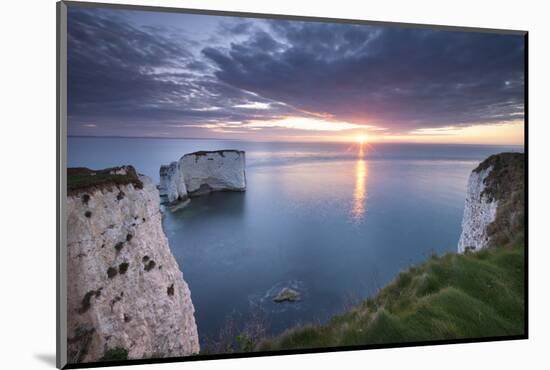 Sunrise over Old Harry Rocks, Jurassic Coast, Dorset, England. Spring-Adam Burton-Mounted Photographic Print