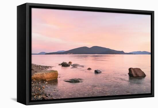 Sunrise over San Juan Islands from Anacortes, Washington State. Cypress Island is in the distance.-Alan Majchrowicz-Framed Premier Image Canvas