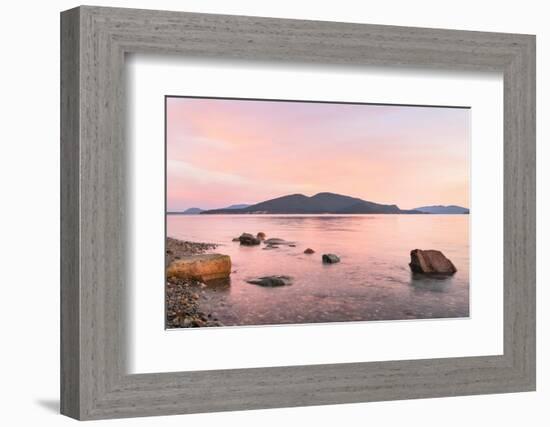 Sunrise over San Juan Islands from Anacortes, Washington State. Cypress Island is in the distance.-Alan Majchrowicz-Framed Photographic Print