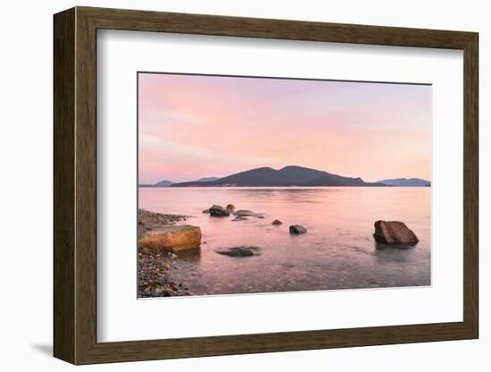 Sunrise over San Juan Islands from Anacortes, Washington State. Cypress Island is in the distance.-Alan Majchrowicz-Framed Photographic Print