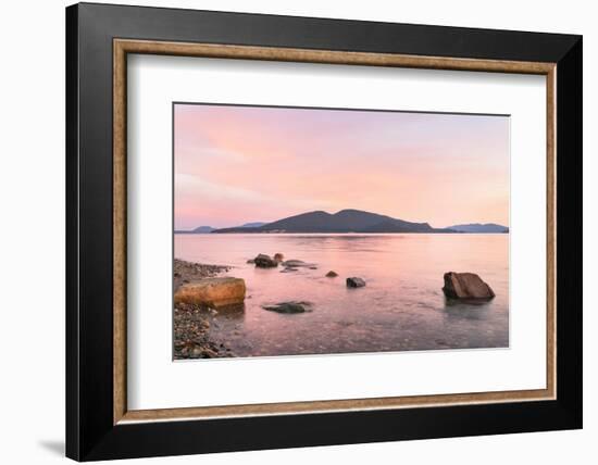 Sunrise over San Juan Islands from Anacortes, Washington State. Cypress Island is in the distance.-Alan Majchrowicz-Framed Photographic Print