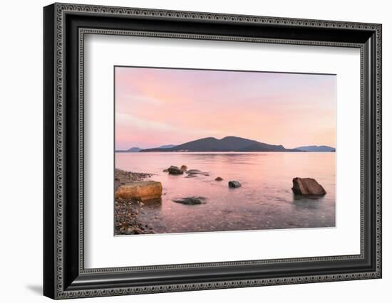 Sunrise over San Juan Islands from Anacortes, Washington State. Cypress Island is in the distance.-Alan Majchrowicz-Framed Photographic Print