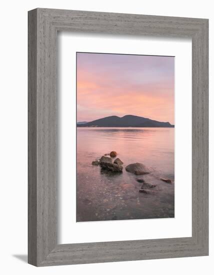 Sunrise over San Juan Islands from Anacortes, Washington State. Cypress Island is in the distance.-Alan Majchrowicz-Framed Photographic Print