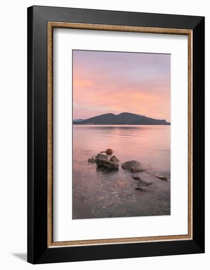 Sunrise over San Juan Islands from Anacortes, Washington State. Cypress Island is in the distance.-Alan Majchrowicz-Framed Photographic Print