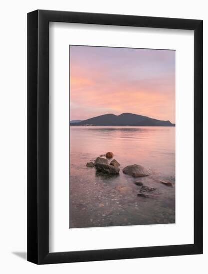 Sunrise over San Juan Islands from Anacortes, Washington State. Cypress Island is in the distance.-Alan Majchrowicz-Framed Photographic Print