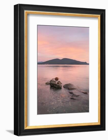 Sunrise over San Juan Islands from Anacortes, Washington State. Cypress Island is in the distance.-Alan Majchrowicz-Framed Photographic Print