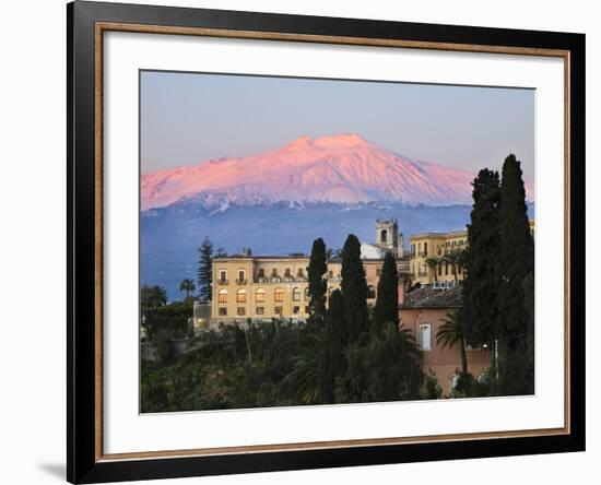 Sunrise over Taormina and Mount Etna with Hotel San Domenico Palace, Taormina, Sicily, Italy, Europ-Stuart Black-Framed Photographic Print