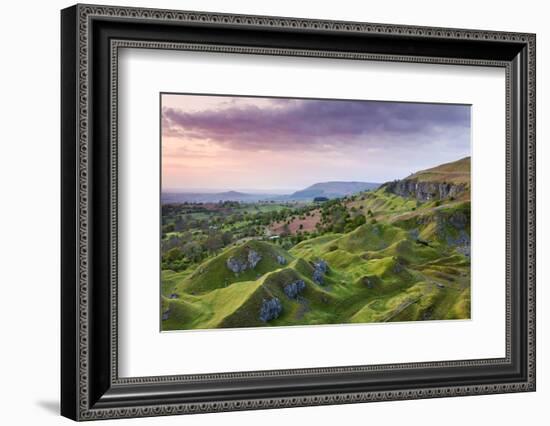 Sunrise over the abandoned quarry works on the Llangattock Escarpment, Brecon Beacons National Park-Adam Burton-Framed Photographic Print