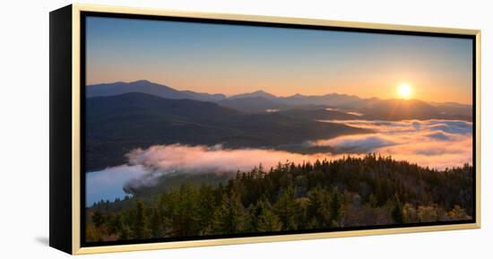 Sunrise over the Adirondack High Peaks from Goodnow Mountain, Adirondack Park, New York State, USA-null-Framed Premier Image Canvas