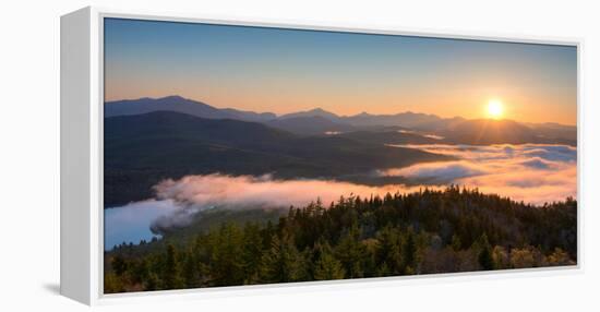 Sunrise over the Adirondack High Peaks from Goodnow Mountain, Adirondack Park, New York State, USA-null-Framed Premier Image Canvas