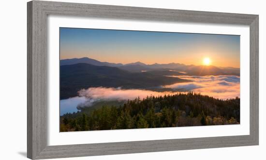 Sunrise over the Adirondack High Peaks from Goodnow Mountain, Adirondack Park, New York State, USA-null-Framed Premium Photographic Print