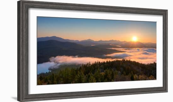 Sunrise over the Adirondack High Peaks from Goodnow Mountain, Adirondack Park, New York State, USA-null-Framed Photographic Print