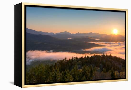 Sunrise over the Adirondack High Peaks from Goodnow Mountain, Adirondack Park, New York State, USA-null-Framed Premier Image Canvas