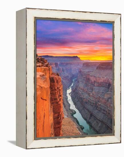 Sunrise over the Colorado River at Toroweap Overlook in Grand Canyon National Park, Arizona-John Lambing-Framed Premier Image Canvas