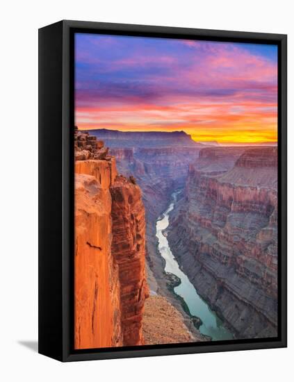 Sunrise over the Colorado River at Toroweap Overlook in Grand Canyon National Park, Arizona-John Lambing-Framed Premier Image Canvas