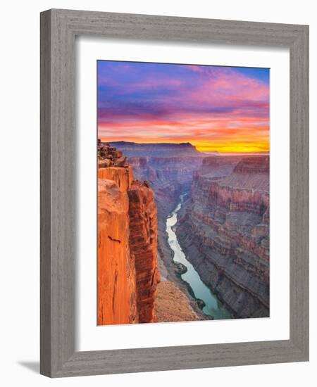 Sunrise over the Colorado River at Toroweap Overlook in Grand Canyon National Park, Arizona-John Lambing-Framed Photographic Print