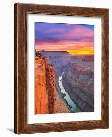 Sunrise over the Colorado River at Toroweap Overlook in Grand Canyon National Park, Arizona-John Lambing-Framed Photographic Print