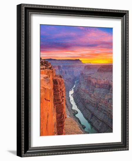 Sunrise over the Colorado River at Toroweap Overlook in Grand Canyon National Park, Arizona-John Lambing-Framed Photographic Print