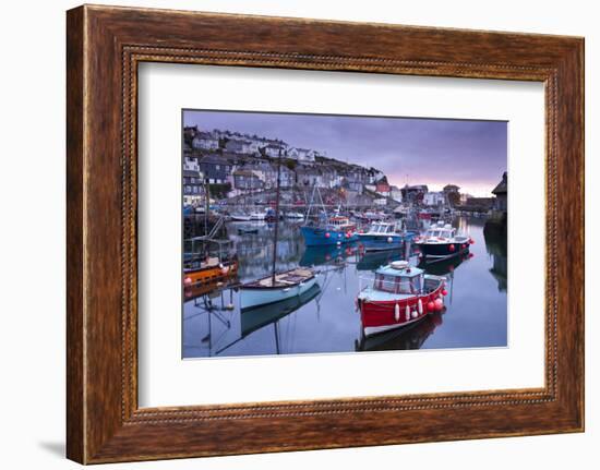 Sunrise over the Picturesque Harbour at Mevagissey, Cornwall, England. Spring-Adam Burton-Framed Photographic Print