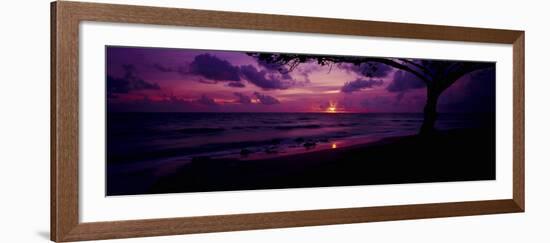 Sunrise over the Sea, Pounders Beach, Oahu, Hawaii, USA-null-Framed Premium Photographic Print