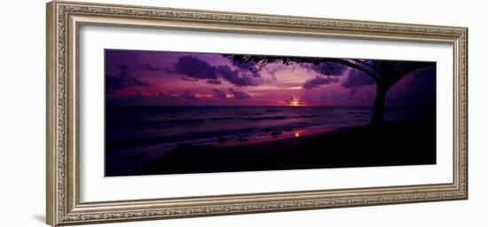 Sunrise over the Sea, Pounders Beach, Oahu, Hawaii, USA-null-Framed Photographic Print