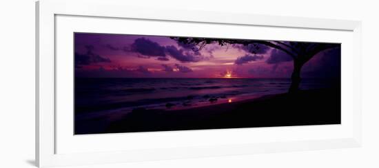 Sunrise over the Sea, Pounders Beach, Oahu, Hawaii, USA-null-Framed Photographic Print