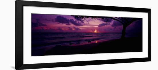 Sunrise over the Sea, Pounders Beach, Oahu, Hawaii, USA-null-Framed Photographic Print