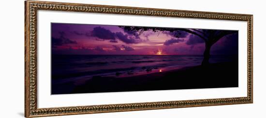 Sunrise over the Sea, Pounders Beach, Oahu, Hawaii, USA-null-Framed Photographic Print