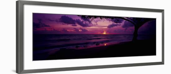 Sunrise over the Sea, Pounders Beach, Oahu, Hawaii, USA-null-Framed Photographic Print