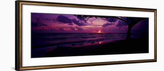 Sunrise over the Sea, Pounders Beach, Oahu, Hawaii, USA-null-Framed Photographic Print