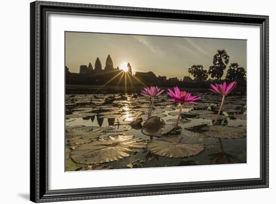 Sunrise over the West Entrance to Angkor Wat, Angkor, Siem Reap, Cambodia-Michael Nolan-Framed Photographic Print