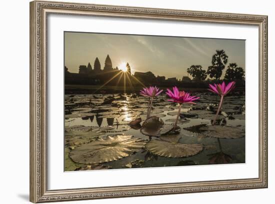 Sunrise over the West Entrance to Angkor Wat, Angkor, Siem Reap, Cambodia-Michael Nolan-Framed Photographic Print