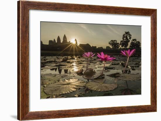 Sunrise over the West Entrance to Angkor Wat, Angkor, Siem Reap, Cambodia-Michael Nolan-Framed Photographic Print