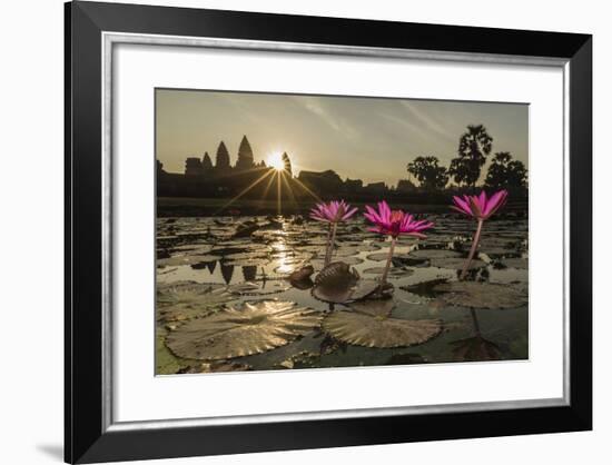 Sunrise over the West Entrance to Angkor Wat, Angkor, Siem Reap, Cambodia-Michael Nolan-Framed Photographic Print