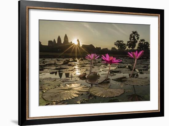 Sunrise over the West Entrance to Angkor Wat, Angkor, Siem Reap, Cambodia-Michael Nolan-Framed Photographic Print