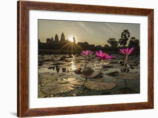 Sunrise over the West Entrance to Angkor Wat, Angkor, Siem Reap, Cambodia-Michael Nolan-Framed Photographic Print