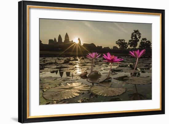 Sunrise over the West Entrance to Angkor Wat, Angkor, Siem Reap, Cambodia-Michael Nolan-Framed Photographic Print