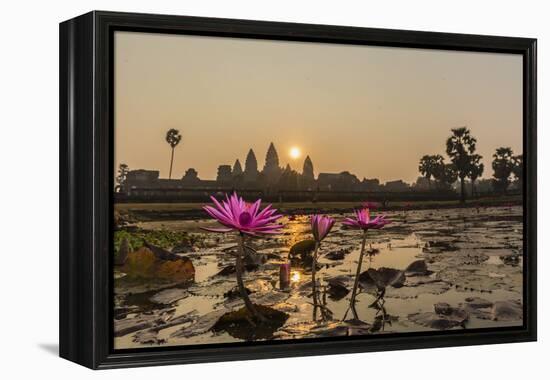 Sunrise over the West Entrance to Angkor Wat, Angkor, Siem Reap, Cambodia-Michael Nolan-Framed Premier Image Canvas