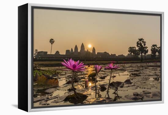 Sunrise over the West Entrance to Angkor Wat, Angkor, Siem Reap, Cambodia-Michael Nolan-Framed Premier Image Canvas