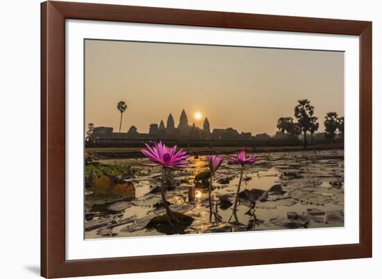 Sunrise over the West Entrance to Angkor Wat, Angkor, Siem Reap, Cambodia-Michael Nolan-Framed Photographic Print