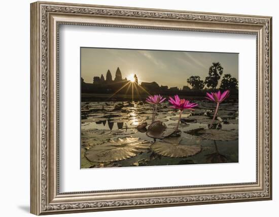 Sunrise over the West Entrance to Angkor Wat, Angkor, Siem Reap, Cambodia-Michael Nolan-Framed Photographic Print