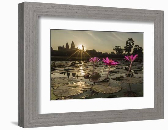 Sunrise over the West Entrance to Angkor Wat, Angkor, Siem Reap, Cambodia-Michael Nolan-Framed Photographic Print