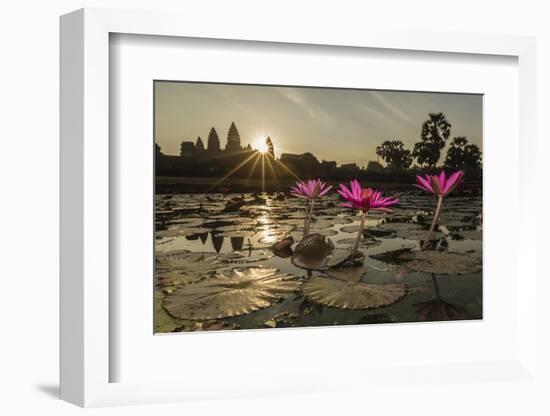 Sunrise over the West Entrance to Angkor Wat, Angkor, Siem Reap, Cambodia-Michael Nolan-Framed Photographic Print