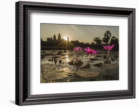 Sunrise over the West Entrance to Angkor Wat, Angkor, Siem Reap, Cambodia-Michael Nolan-Framed Photographic Print