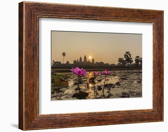 Sunrise over the West Entrance to Angkor Wat, Angkor, Siem Reap, Cambodia-Michael Nolan-Framed Photographic Print