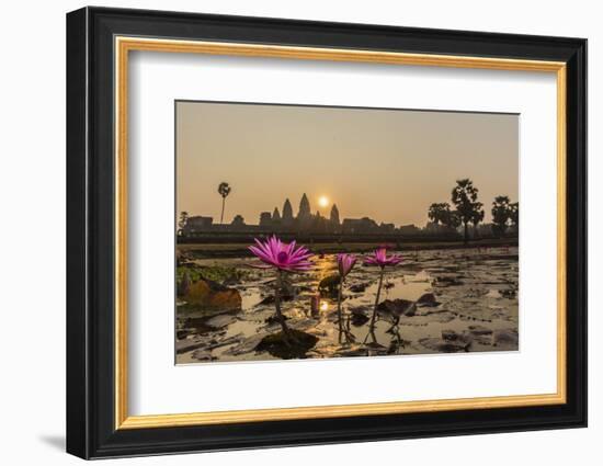 Sunrise over the West Entrance to Angkor Wat, Angkor, Siem Reap, Cambodia-Michael Nolan-Framed Photographic Print